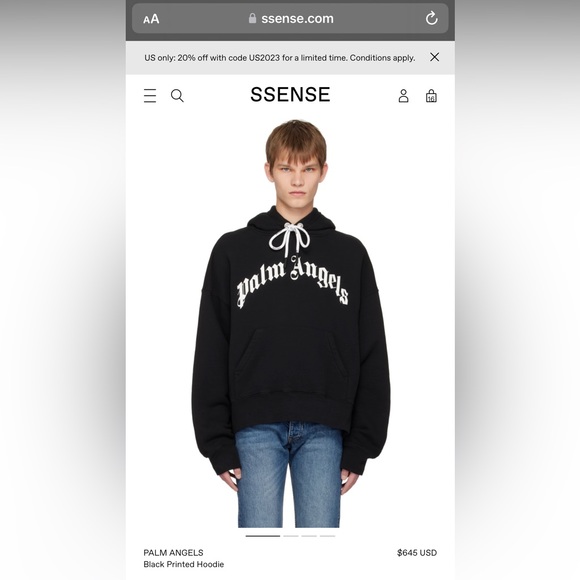 Palm Angels Curved Logo Hoodie in Black/White size L - Picture 15 of 16